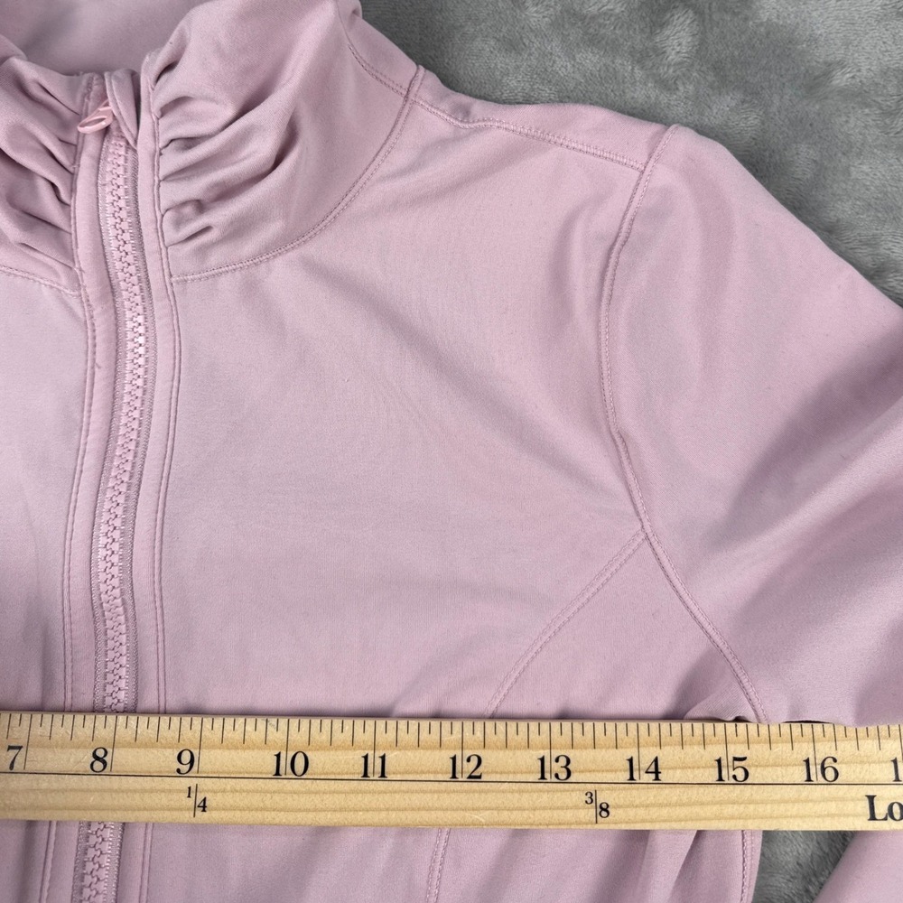 90 Degree by Reflex Lux Industry Jacket Pink Ruched Mock Neck Thumbholes Small - Picture 4 of 6